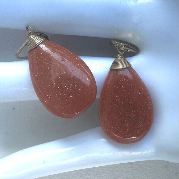 Orange teardrop earrings - Picture 3 of 6